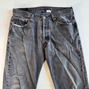 Vintage Levi’s 501 Button Fly 34x32 (actual 33x31) Distressed Black Denim Jeans